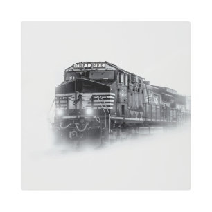 Train Black and White train tracks Metal Print