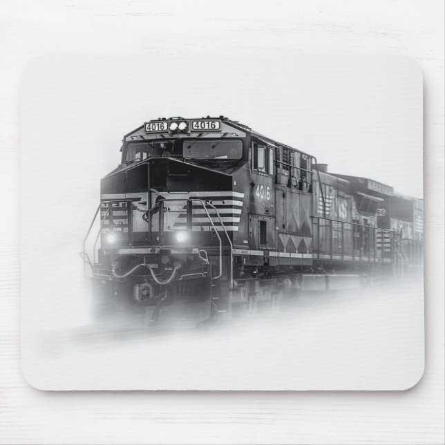 Train Black and White train tracks Mouse Pad (Front)