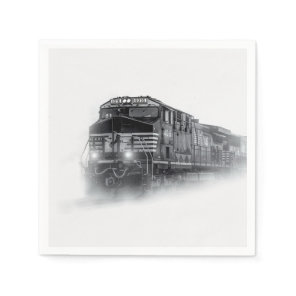 Train Black and White train tracks Napkins