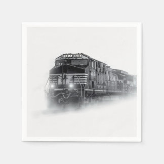Train Black and White train tracks Napkins