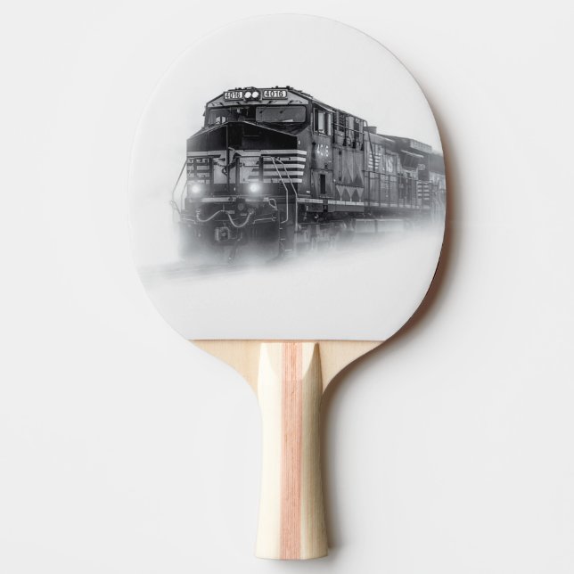 Train Black and White train tracks Ping Pong Paddle (Front)