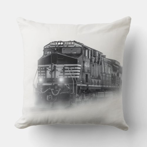 Train Black and White train tracks Throw Pillow