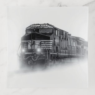 Train Black and White train tracks Trinket Tray