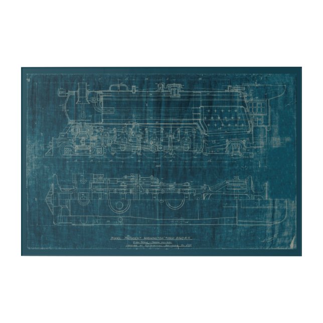Train Blueprint I Acrylic Print (Front)