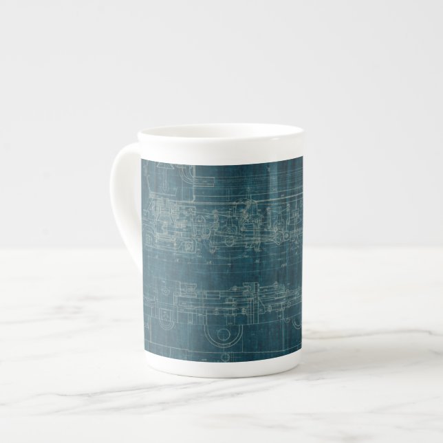 Train Blueprint I Bone China Mug (Front Left)