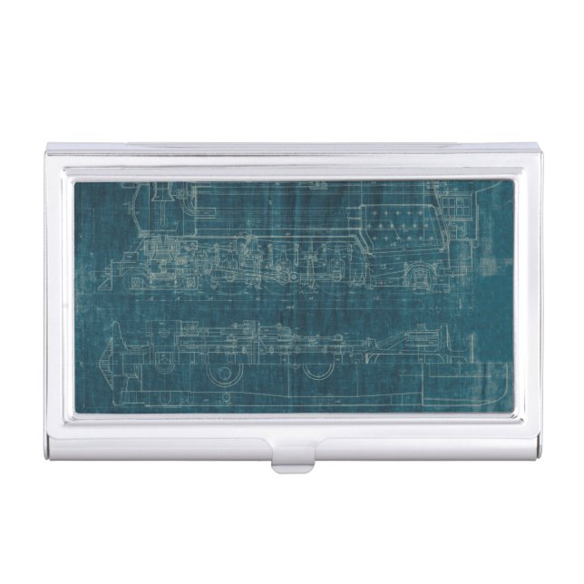 Train Blueprint I Business Card Holder (Front)