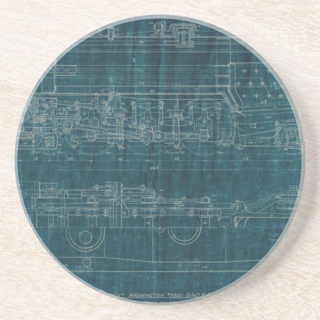 Train Blueprint I Drink Coaster (Front)