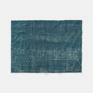 Train Blueprint I Fleece Blanket