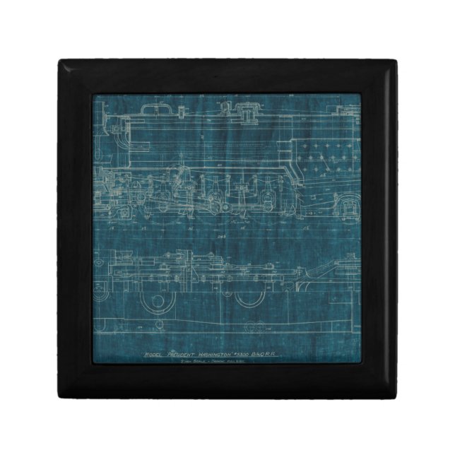 Train Blueprint I Keepsake Box (Front)
