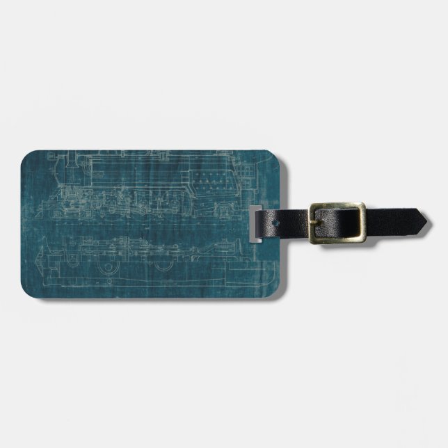 Train Blueprint I Luggage Tag (Front Horizontal)