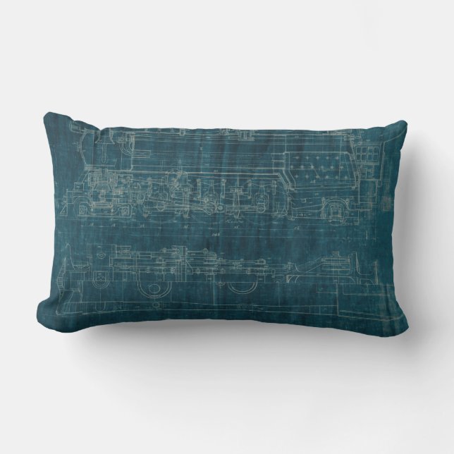 Train Blueprint I Lumbar Pillow (Front)