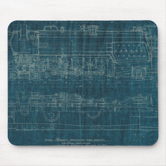 Train Blueprint I Mouse Pad (Front)