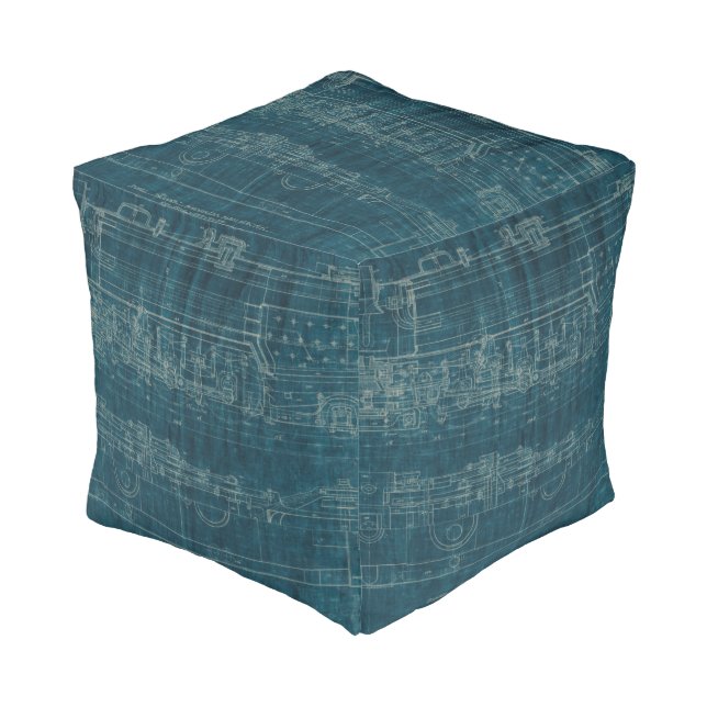 Train Blueprint I Pouf (Angled Front)