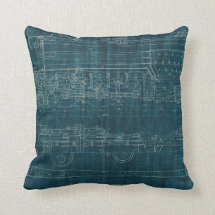Train Blueprint I Throw Pillow