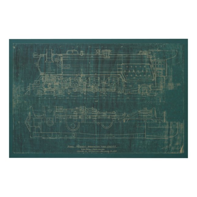 Train Blueprint I Wood Wall Decor (Front)