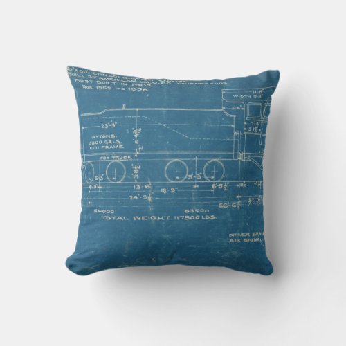 Train Blueprint Pillow