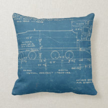 Train Blueprint Pillow