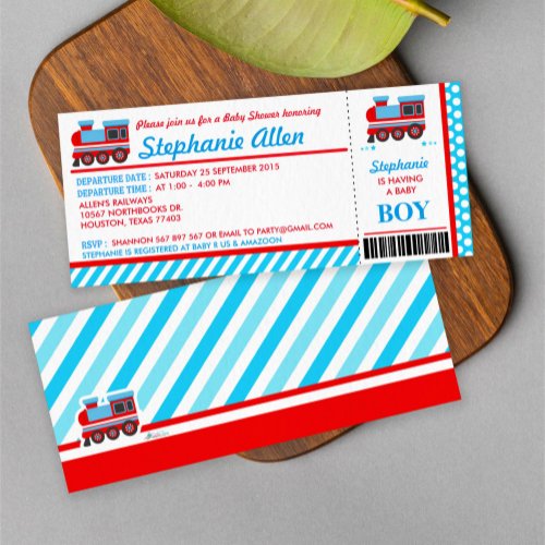 Train Boarding Pass Baby Shower Party Invitation