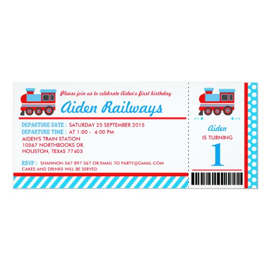 Train Boarding Pass Birthday Party Invitation | Zazzle.com