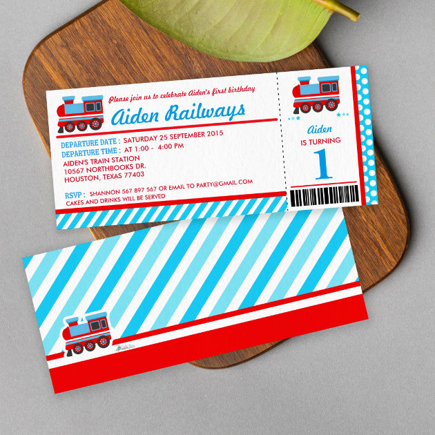 Train Boarding Pass Birthday Party Invitation | Zazzle