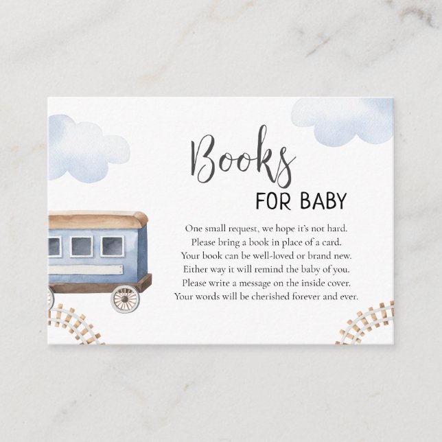 Train books for baby, Chugga choo Baby shower Enclosure Card (Front)