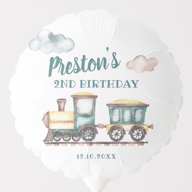 Train Boy 2nd Birthday Balloon (Front)