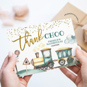 Train Boy 2nd Birthday Thank You Card