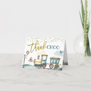 Train Boy 2nd Birthday Thank You Folded Card