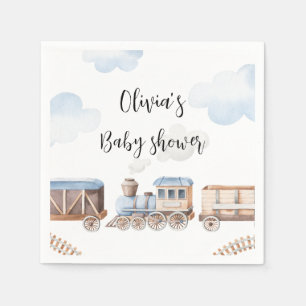 Train boy baby shower Party Decor, Chugga Chugga Napkins