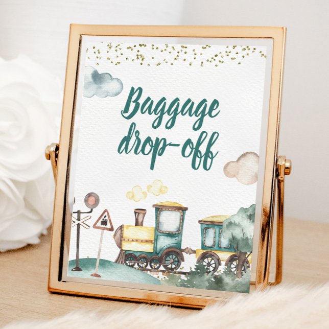 Train Boy Birthday Baggage drop-off Sign (Creator Uploaded)