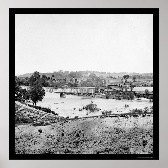 Train Bridge and Iron Works near Richmond, VA 1865 Print