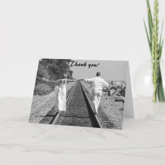 Train BW, Thank you! Letterpress Thank You Card