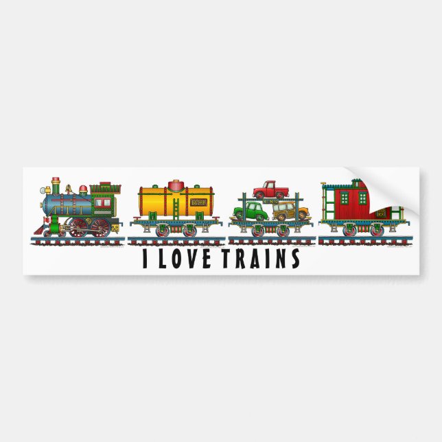 "Train Caboose Car, Train Car Carrier Auto Car, .. Bumper Sticker (Front)