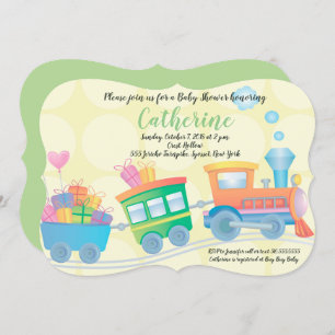 Train Caboose Engine Baby Shower Invitation