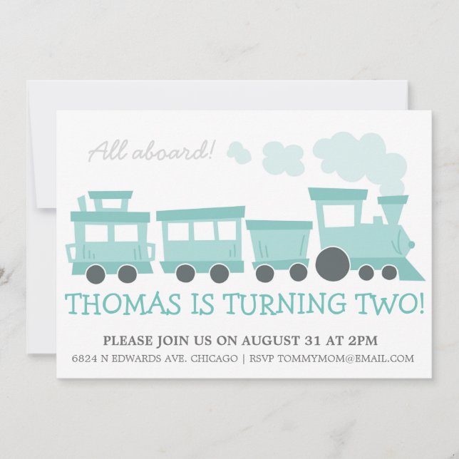 Train Cars Birthday Party Invite (Front)