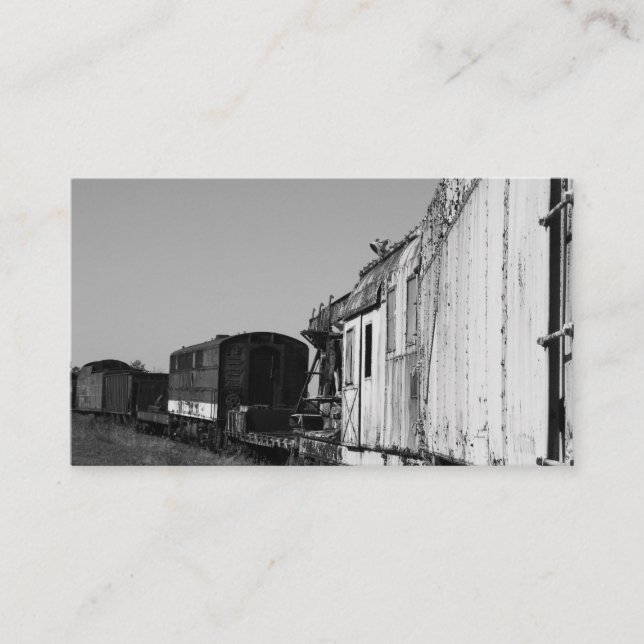 Train Cars On Rail Yard  business card (Front)