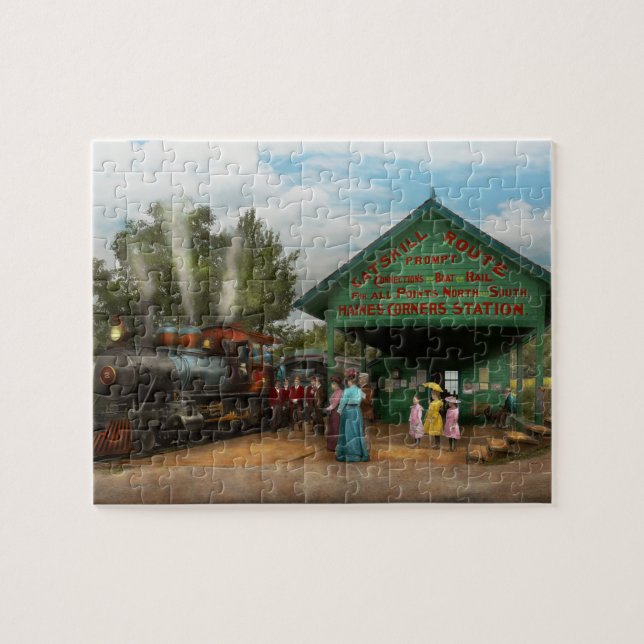Train - Catskill, NY - Waiting for departure 1902 Jigsaw Puzzle (Horizontal)