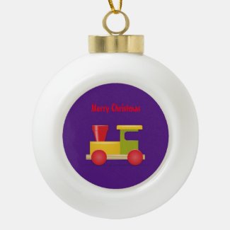 Train Ceramic Ball Ornament
