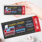 Train Chalkboard Boarding Ticket Pass Birthday Invitation | Zazzle