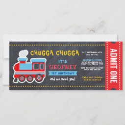 Train Chalkboard Boarding Ticket Pass Birthday Invitation | Zazzle