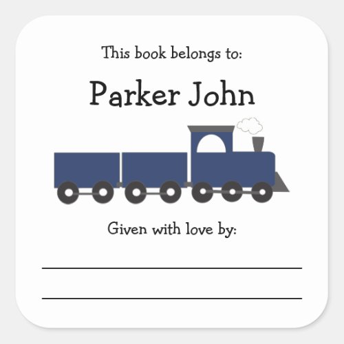 Train childrens bookplate with message
