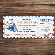 Train Choo Choo All aboard Birthday Invitation