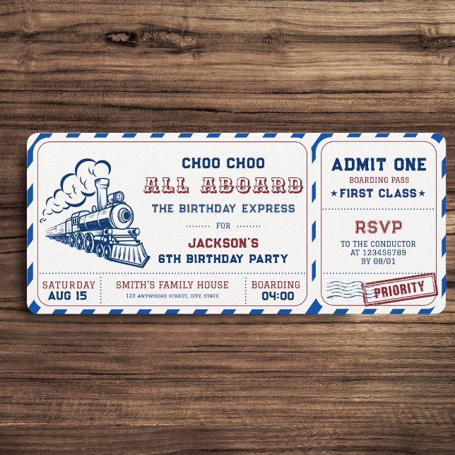 Train Choo Choo All aboard Birthday Invitation (Creator Uploaded)