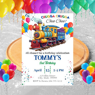 Train Choo Choo Birthday Invitation