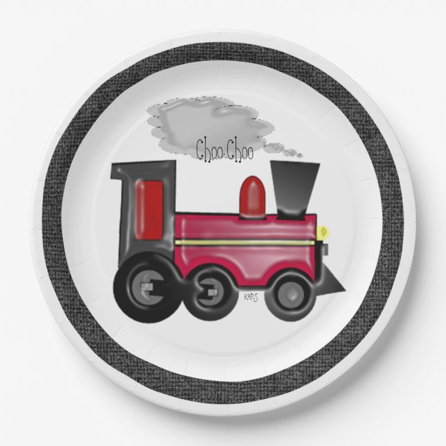 Train Choo Choo Paper Plates (Front)