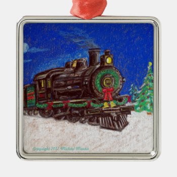 Train Christmas Ornament by mlmmlm777art at Zazzle