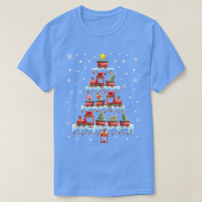 Train Christmas Tree Merry Xmas Train Cookies Kids T-Shirt (Design Front)