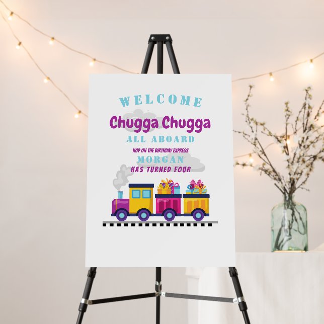 Train Chugga Choo Cartoon Any Age Birthday  Foam Board (In Situ (Stand))