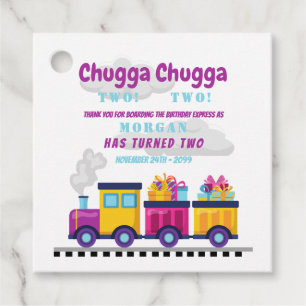 Train Chugga Choo Cartoon Second Birthday Favor Tags