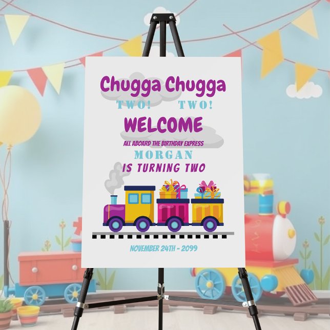 Train Chugga Choo Cartoon Second Birthday  Foam Board (Creator Uploaded)